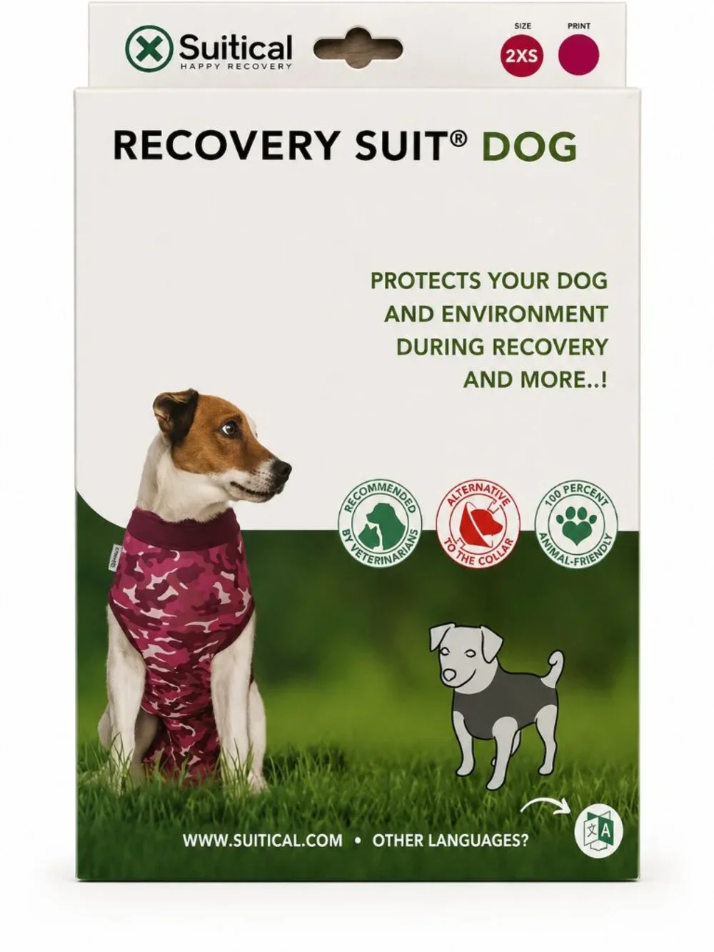 Two Suitical Recovery Dog Suits Camo Blue Camo Pink Camo XXS (Unworn)